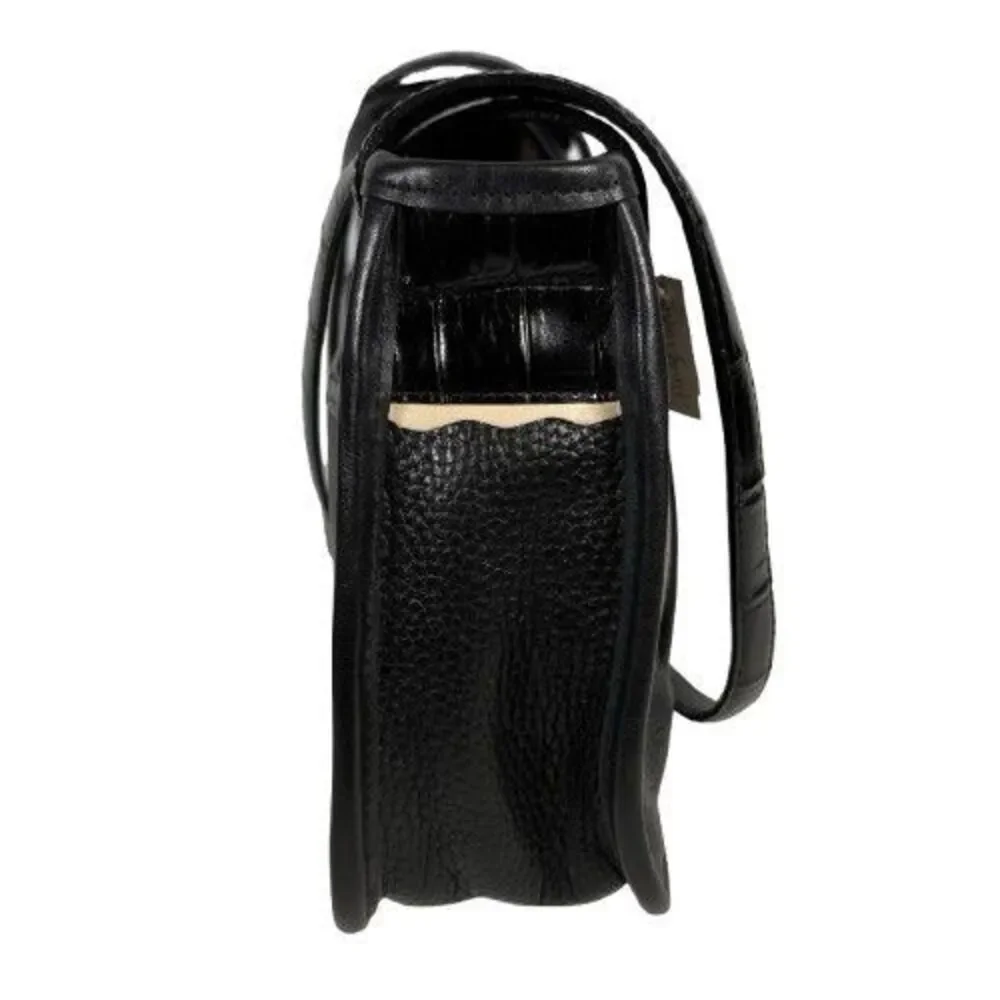 New Brighton Angelique Pebbled Crock Leather Shoulder Bag Tote Purse w/Bow $240